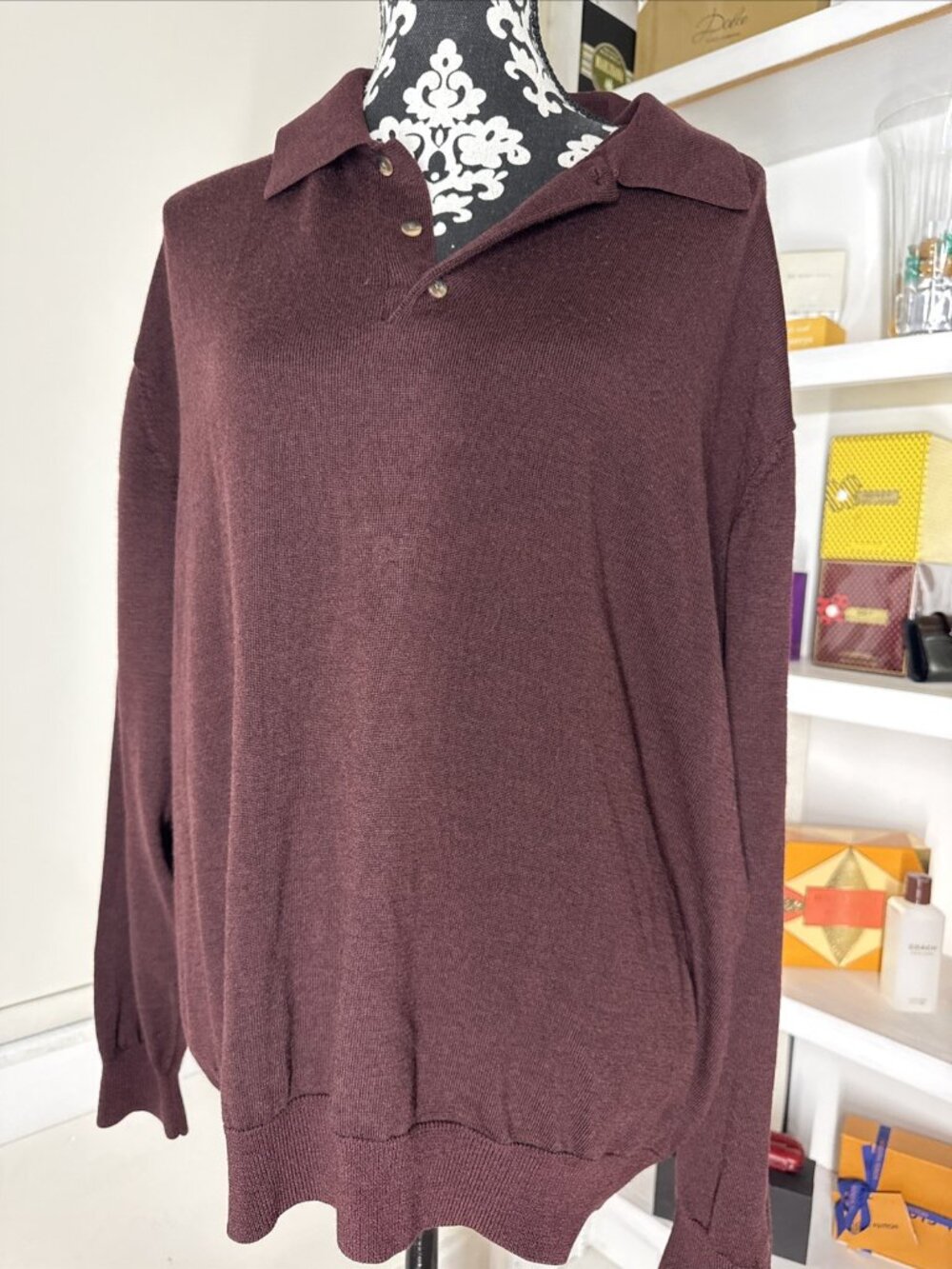 Woods & Gray 100% Merino wool Polo Collar Sweater Men's Size XX L Burgendy